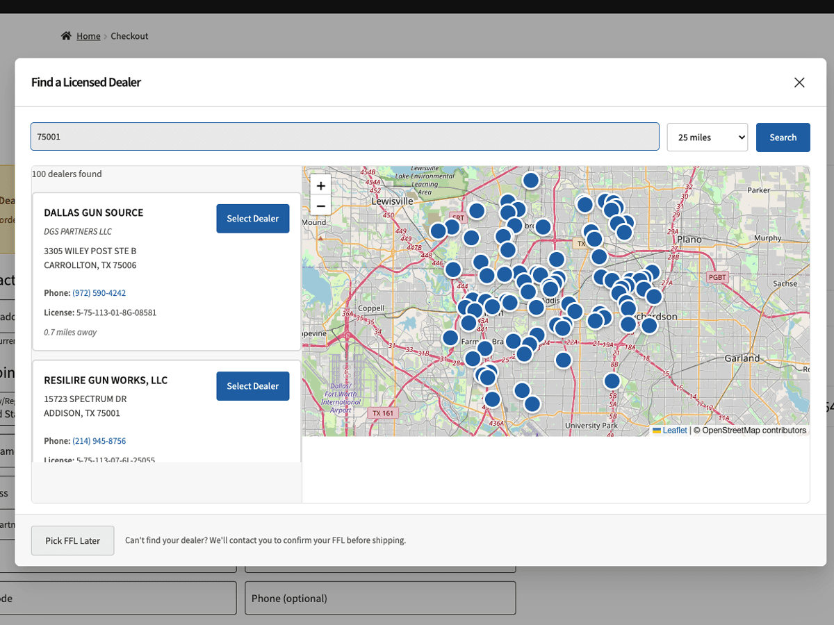 WooCommerce FFL Finder at Checkout
